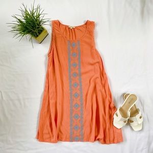 2/$10 Women’s Coral & Blue Embroidered Mini Dress